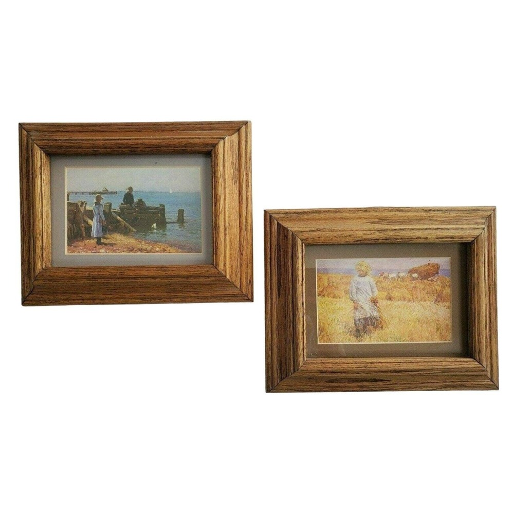 Vintage Pair Framed Prints Blandford Fletcher Setting Sail Children Prairie
